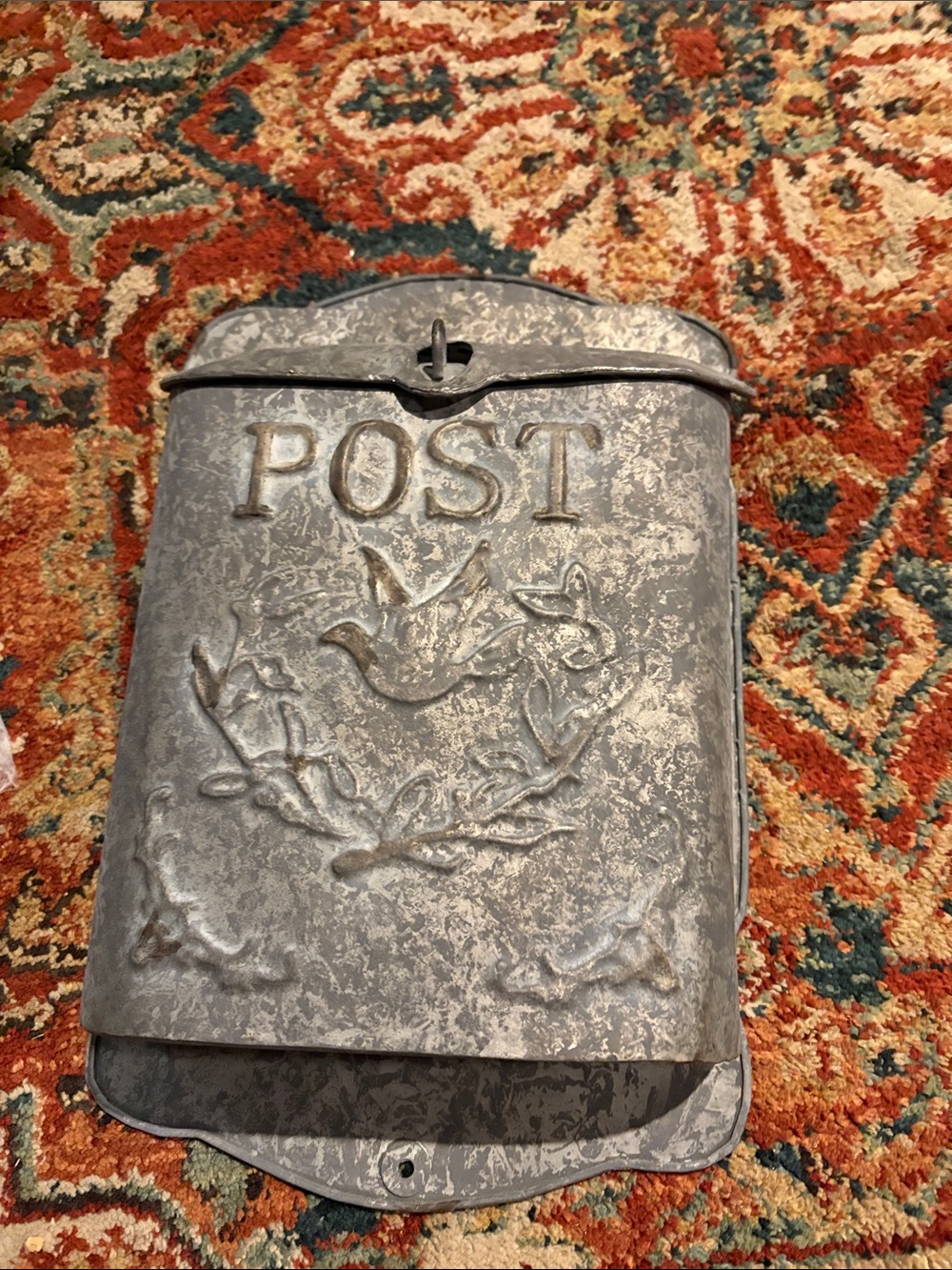 Vintage-Style Metal Wall Mailbox - Weathered Silver